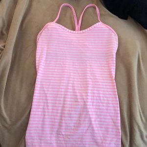 Lulu lemon pink striped workout tank